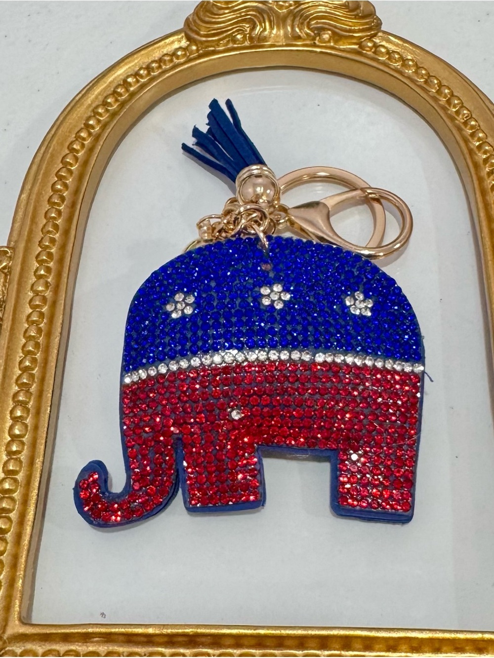 New Red/Blue Rhinestone Elephant Keychain